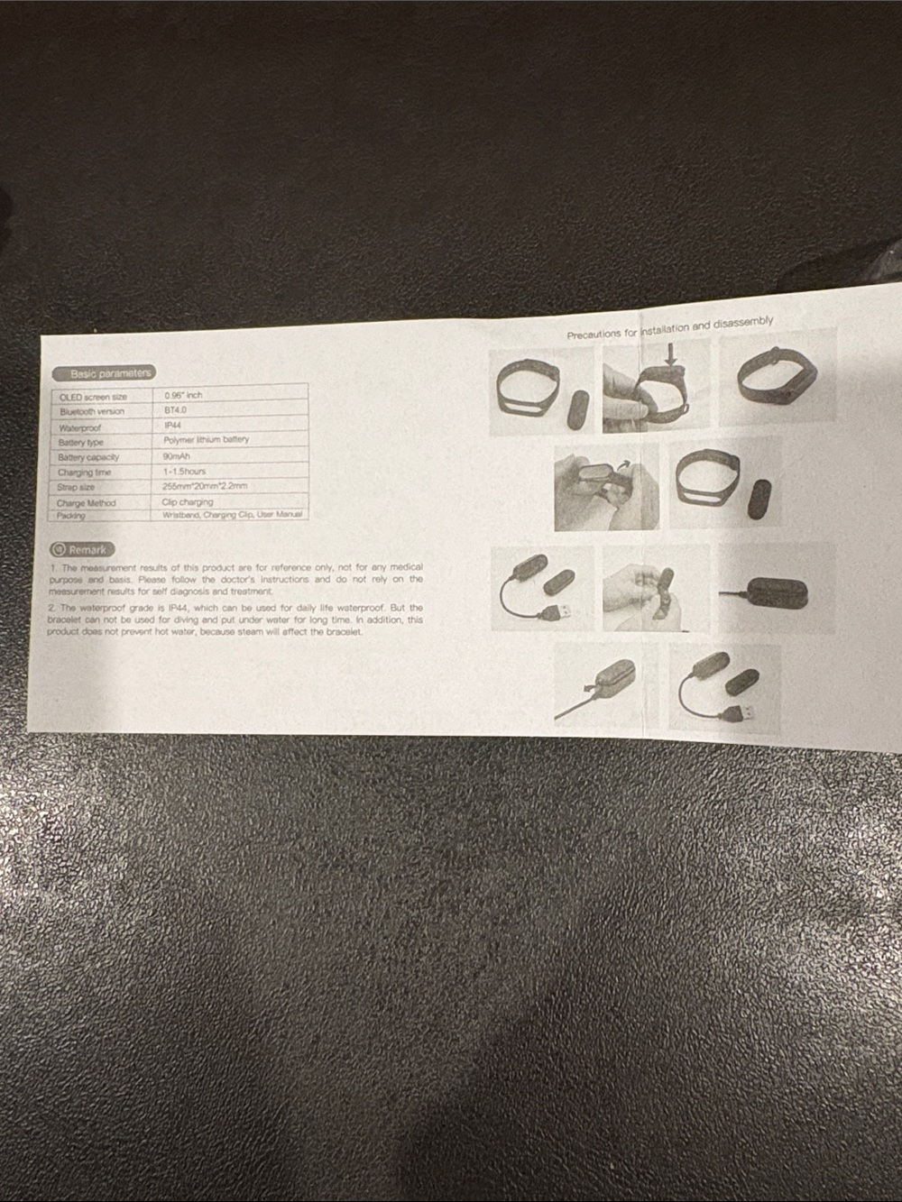 Black Fitness Tracker Smart Band with USB Charger - Picture 6 of 7